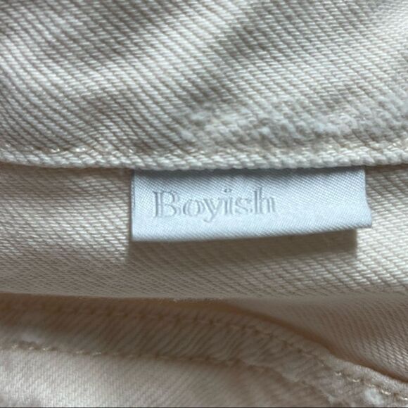 Boyish by Her Corey Distressed Denim Skirt in  Rosemary’s Baby Cream Color 26 - Picture 6 of 9